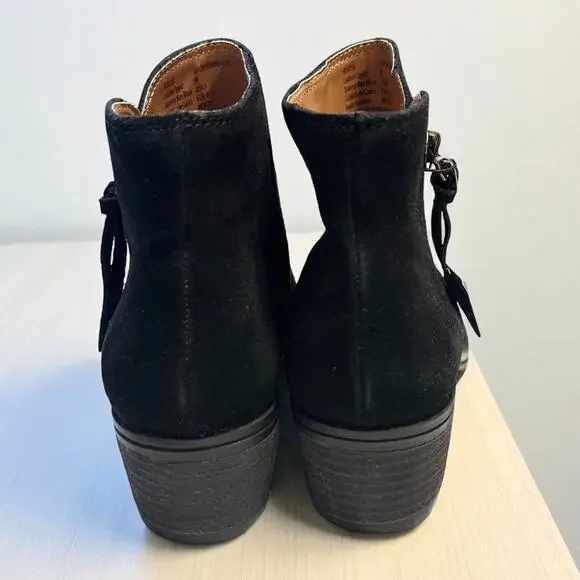White Mountain Altos Suede Ankle Boots Size 9 M Black Side Zip Block Heel NWT - Picture 6 of 9